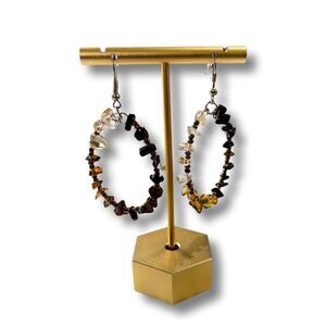 Amber and Citrine Hoop Earrings • NWOT